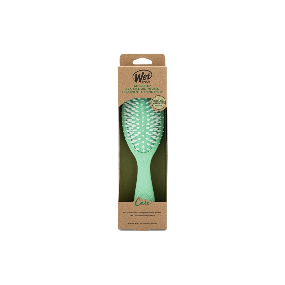 Wet Brush Go Green Tea Tree Oil Infused Treatment & Shine Brush New💚